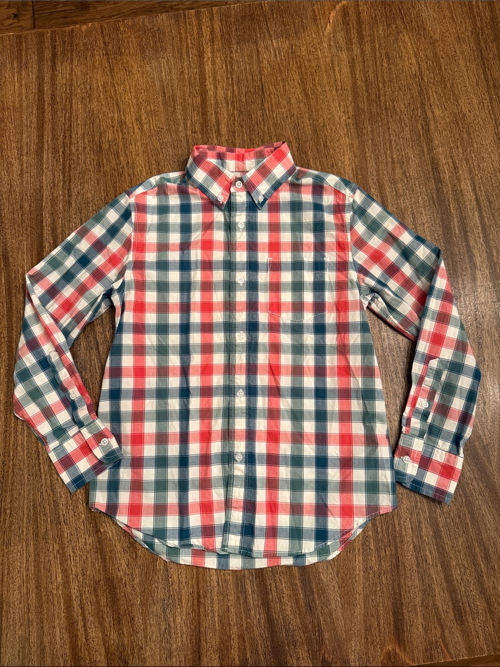 Crewcuts Red, Blue & White Plaid Button-Down Shirt